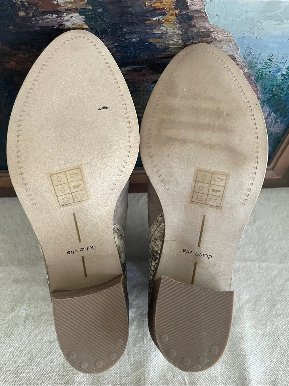 Dolce Vita Taupe Suede Ankle Boots with Snake-Print Accent size 9